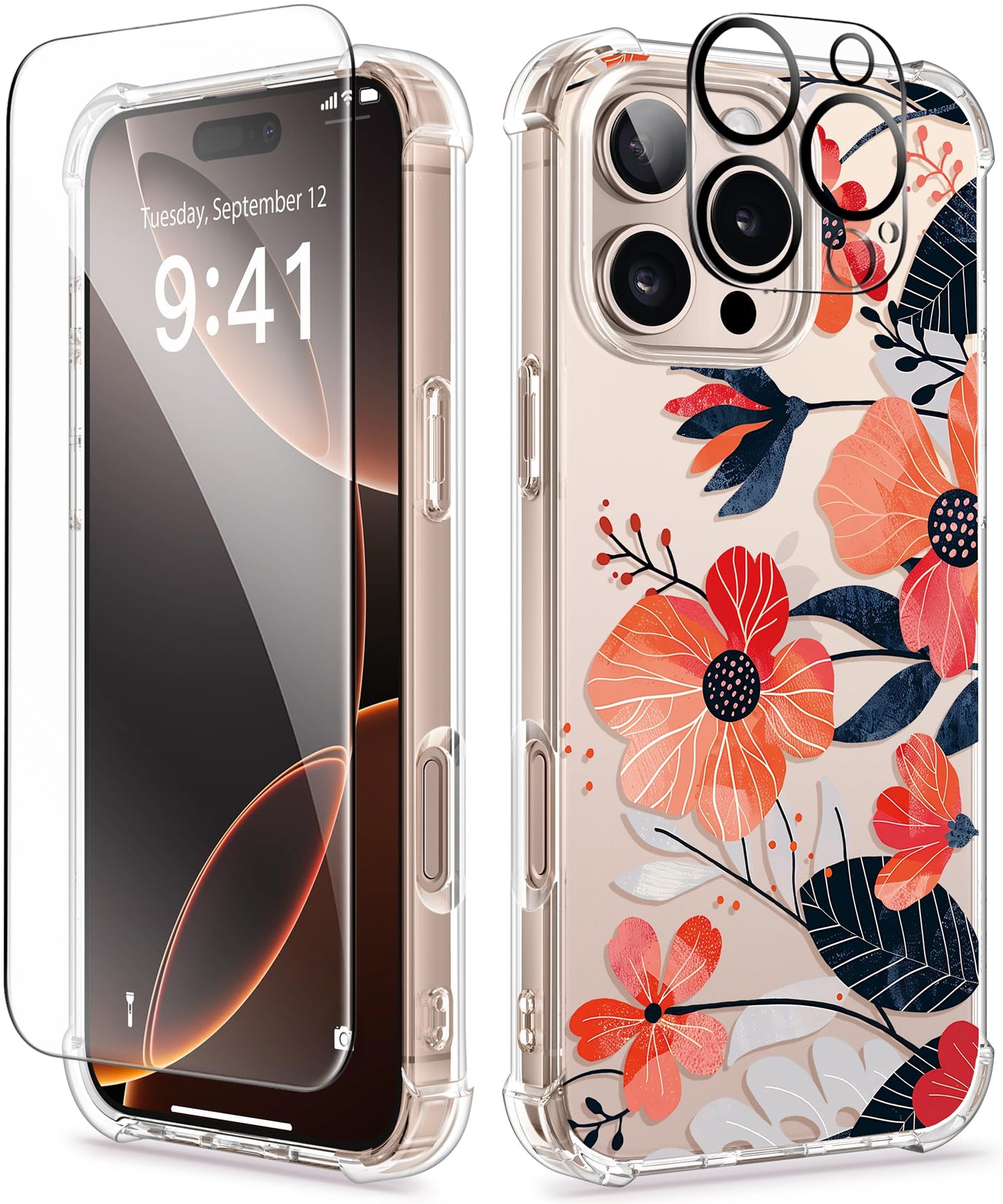 3-in-1 Floral Protection Kit for iPhone 16 Pro Max (6.9 inches, 2024)