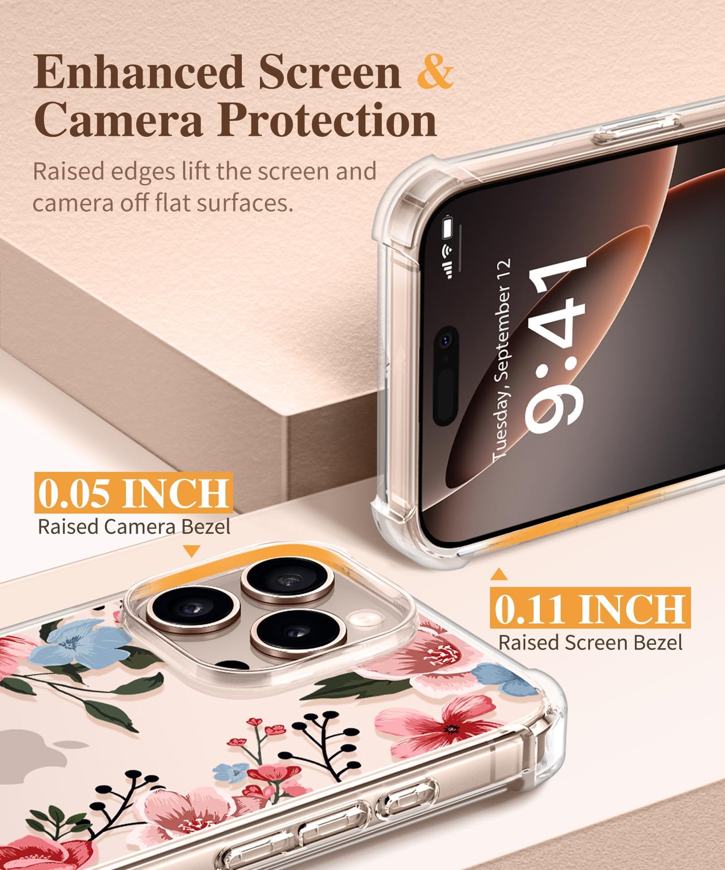 3-in-1 Floral Protection Kit for iPhone 16 Pro Max (6.9 inches, 2024)