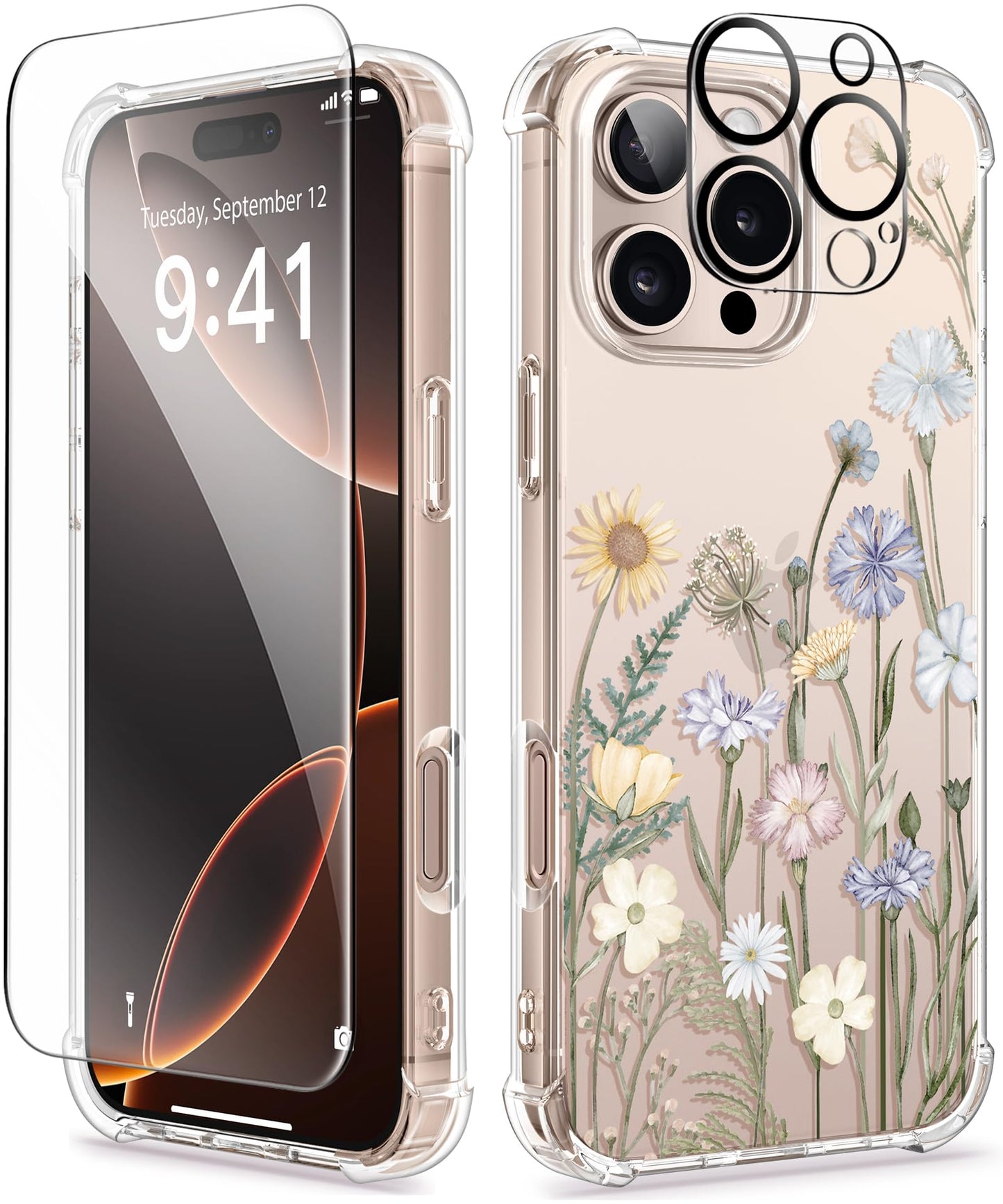 3-in-1 Floral Protection Kit for iPhone 16 Pro Max (6.9 inches, 2024)