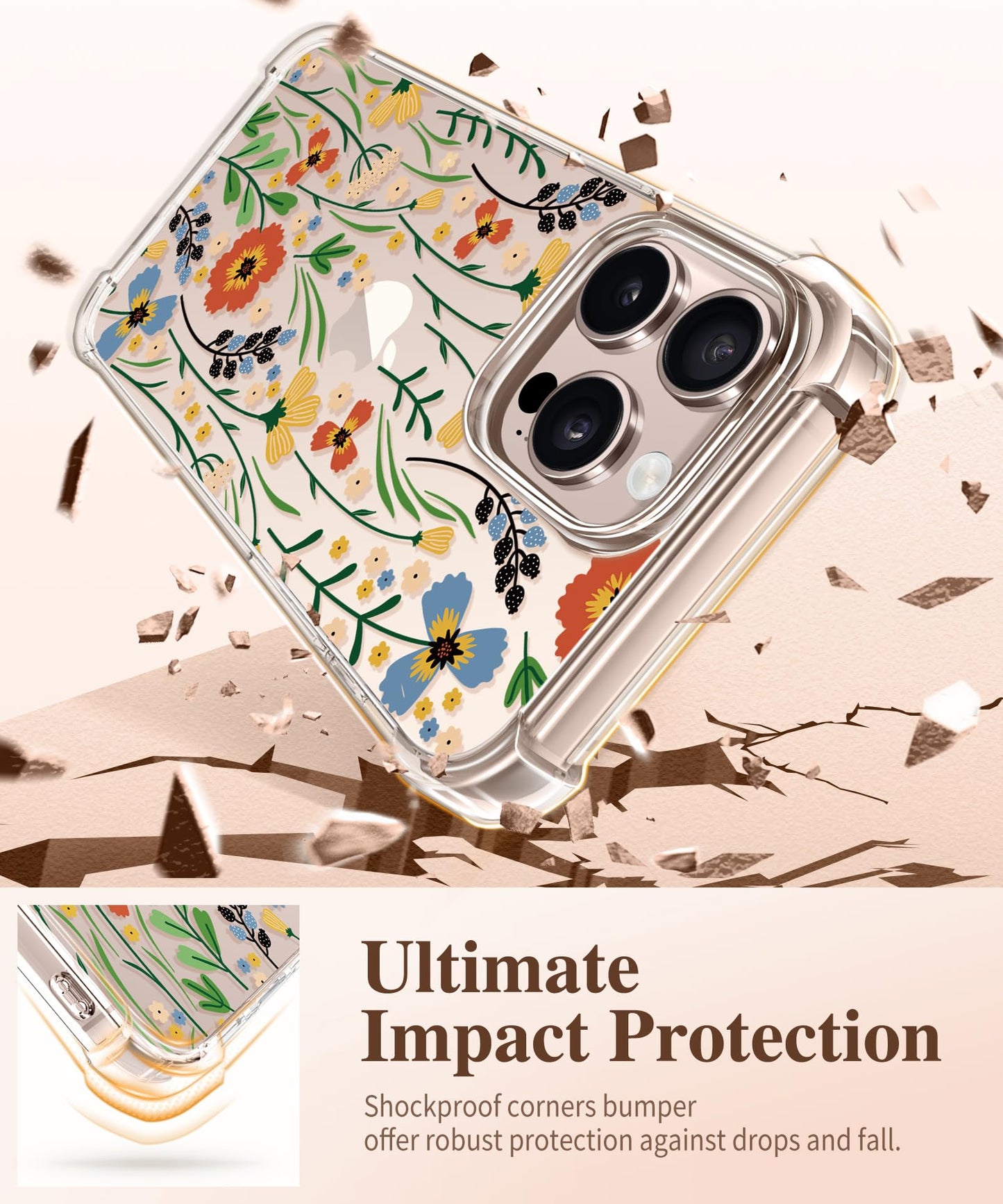 3-in-1 Floral Protection Kit for iPhone 16 Pro Max (6.9 inches, 2024)