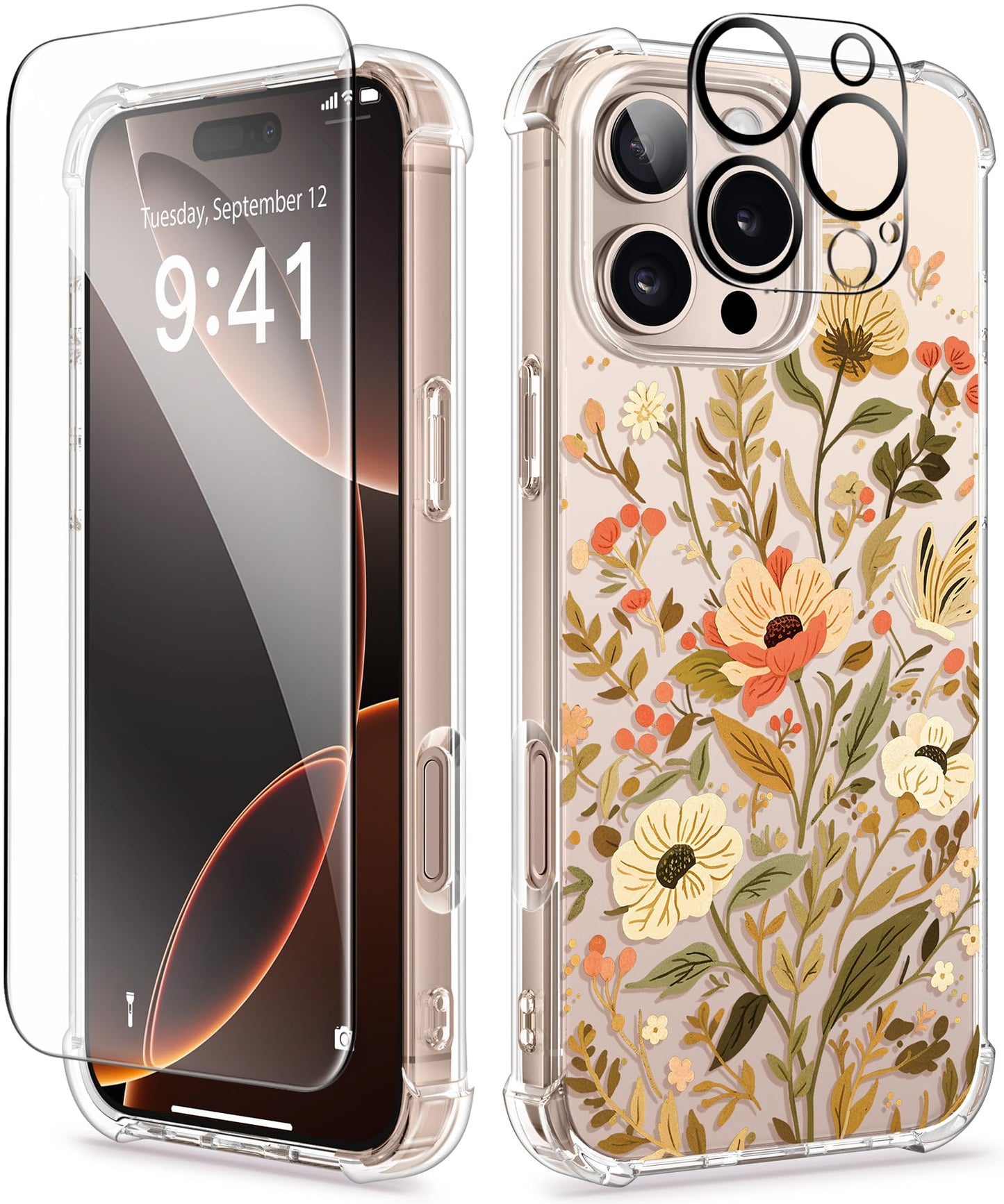 3-in-1 Floral Protection Kit for iPhone 16 Pro Max (6.9 inches, 2024)