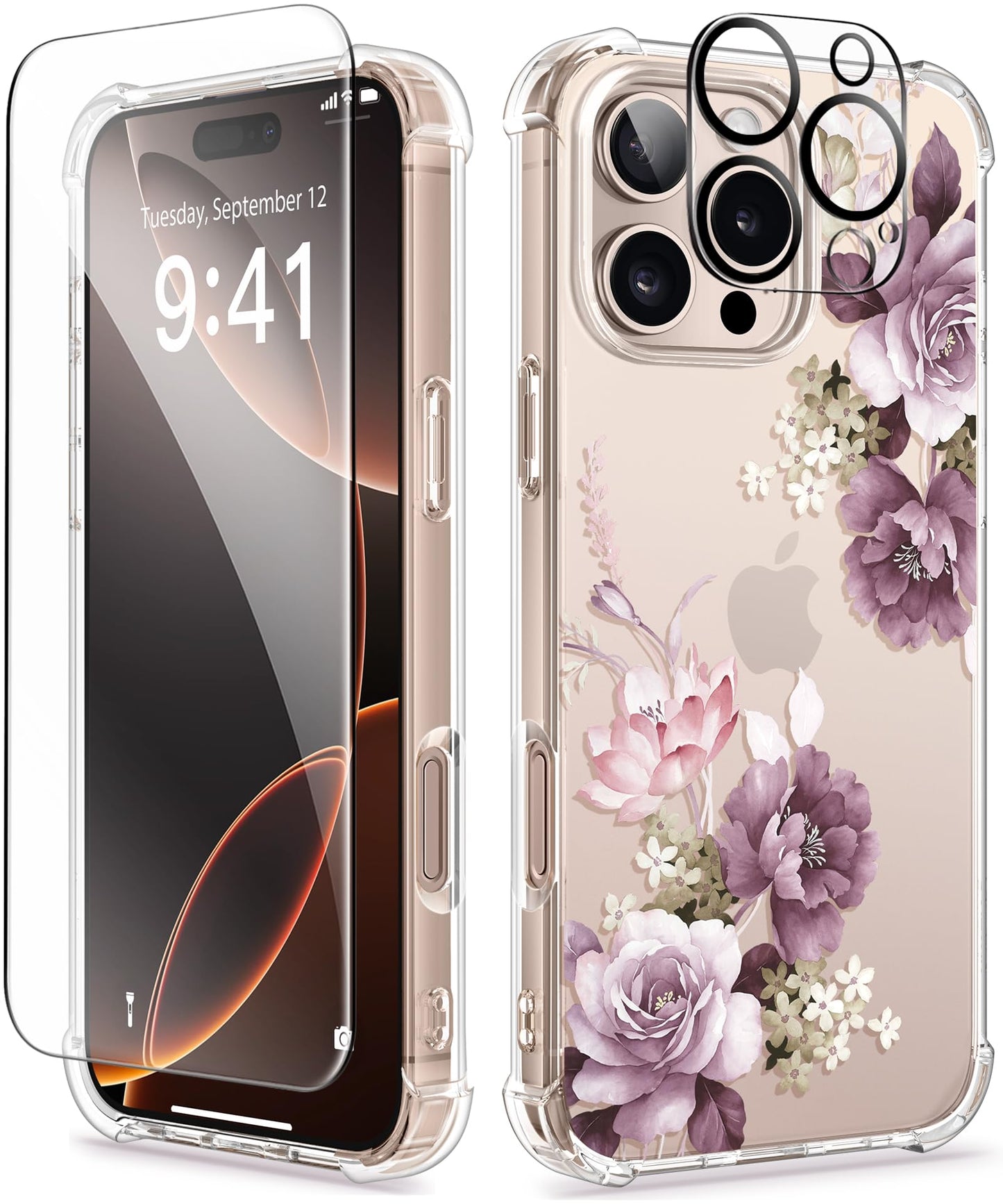 3-in-1 Floral Protection Kit for iPhone 16 Pro Max (6.9 inches, 2024)