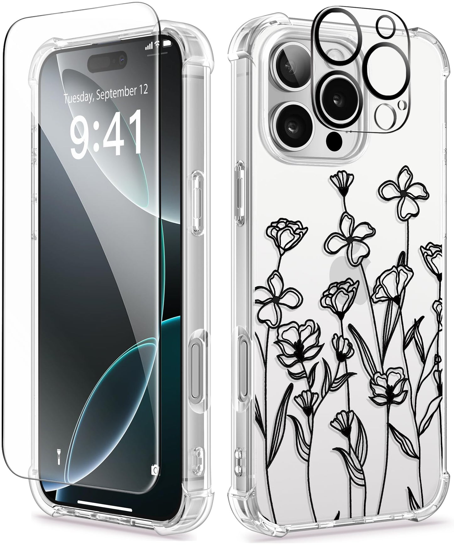 3-in-1 Floral Protection Kit for iPhone 16 Pro Max (6.9 inches, 2024)