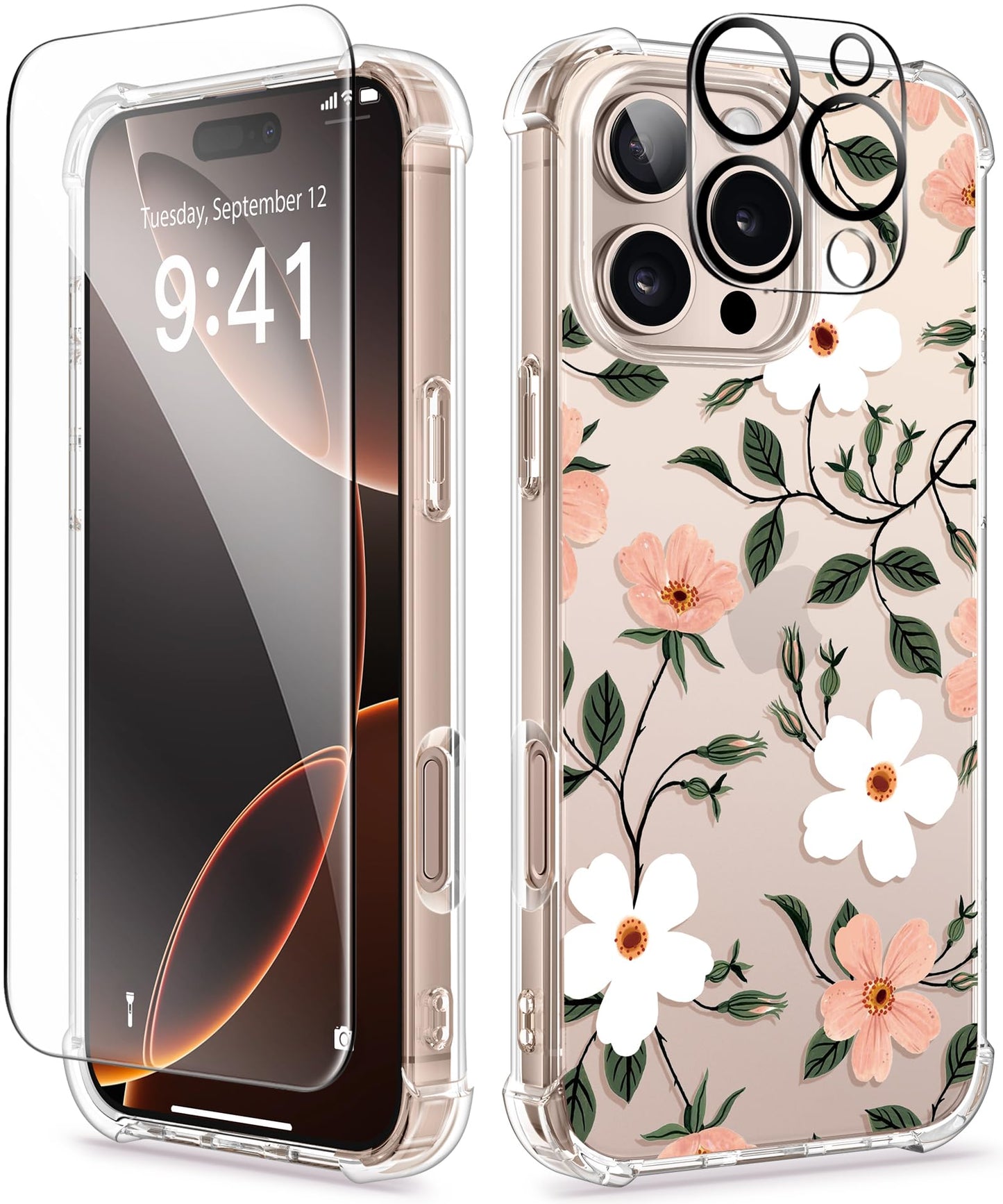 3-in-1 Floral Protection Kit for iPhone 16 Pro Max (6.9 inches, 2024)