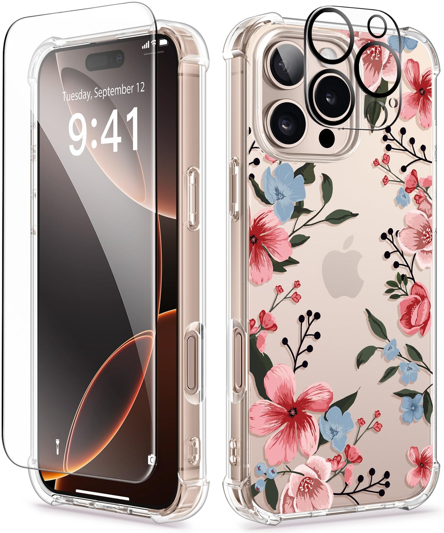 3-in-1 Floral Protection Kit for iPhone 16 Pro Max (6.9 inches, 2024)