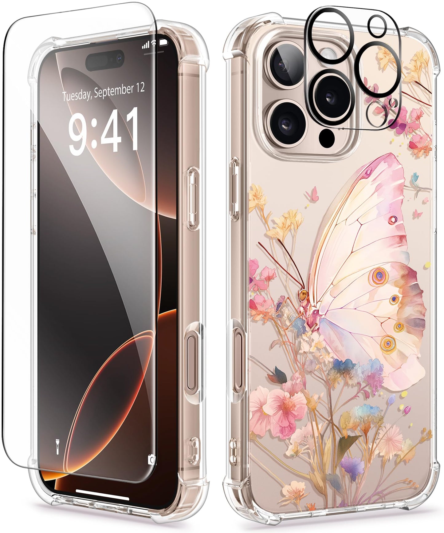 3-in-1 Floral Protection Kit for iPhone 16 Pro Max (6.9 inches, 2024)