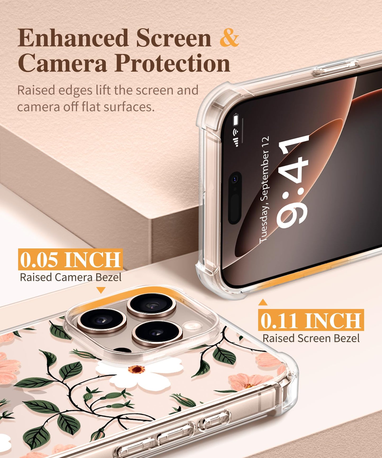 3-in-1 Floral Protection Kit for iPhone 16 Pro Max (6.9 inches, 2024)