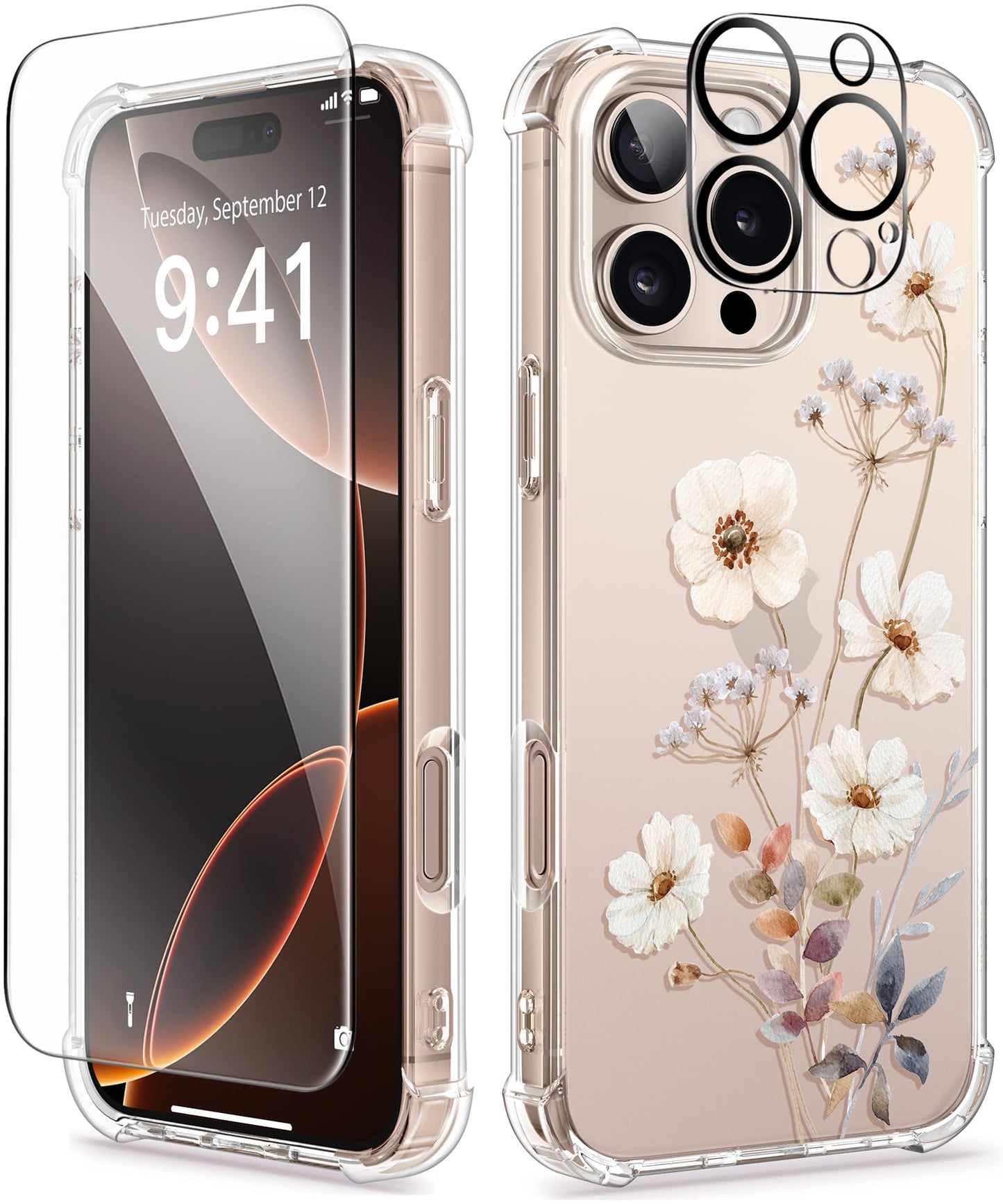 3-in-1 Floral Protection Kit for iPhone 16 Pro Max (6.9 inches, 2024)