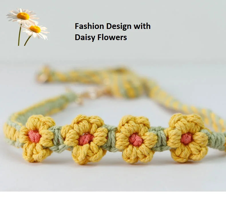 Adjustable Cotton Boho Daisy Macrame Weaving Lanyard