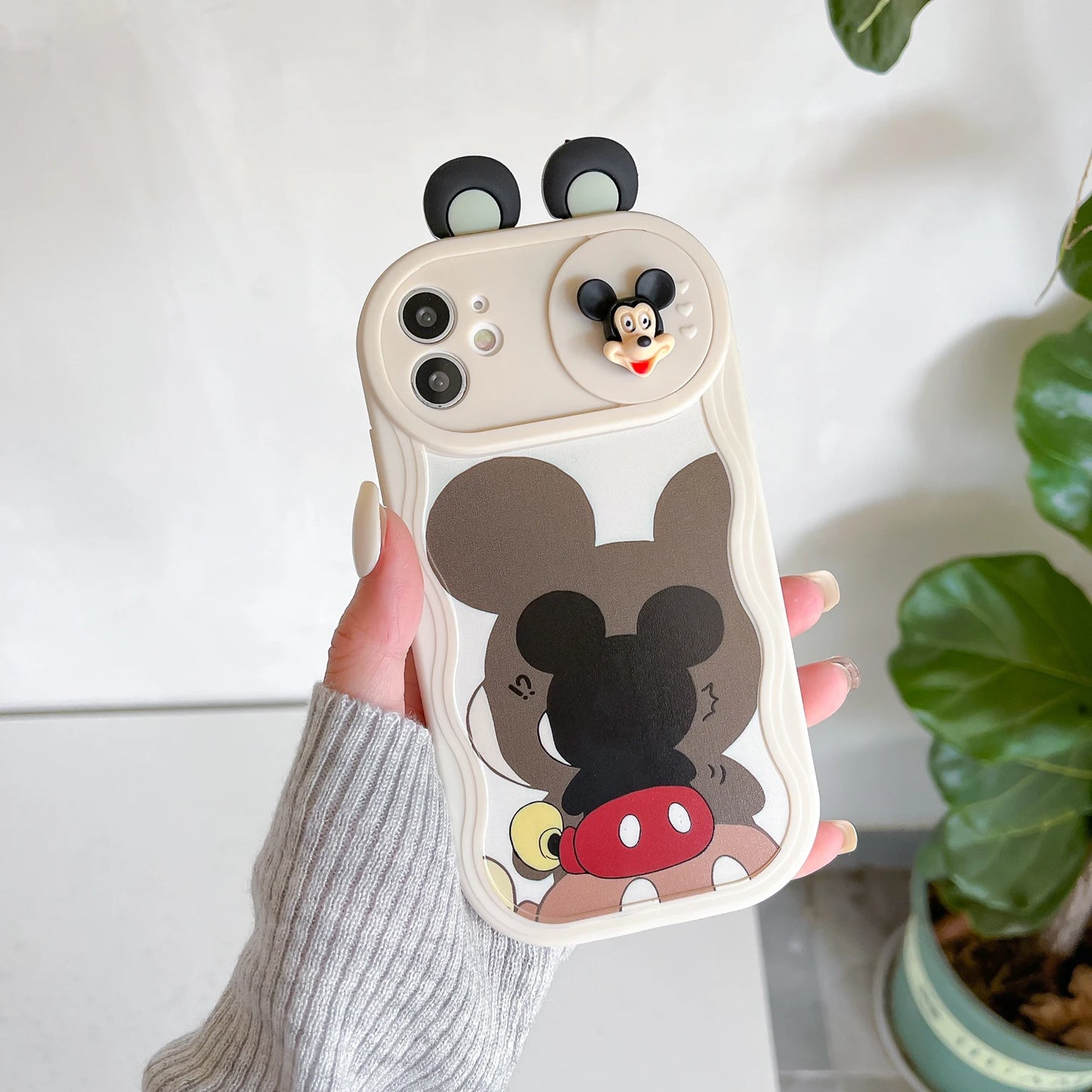 3D Ears Toy Cartoon Sliding Camera Case for iPhone