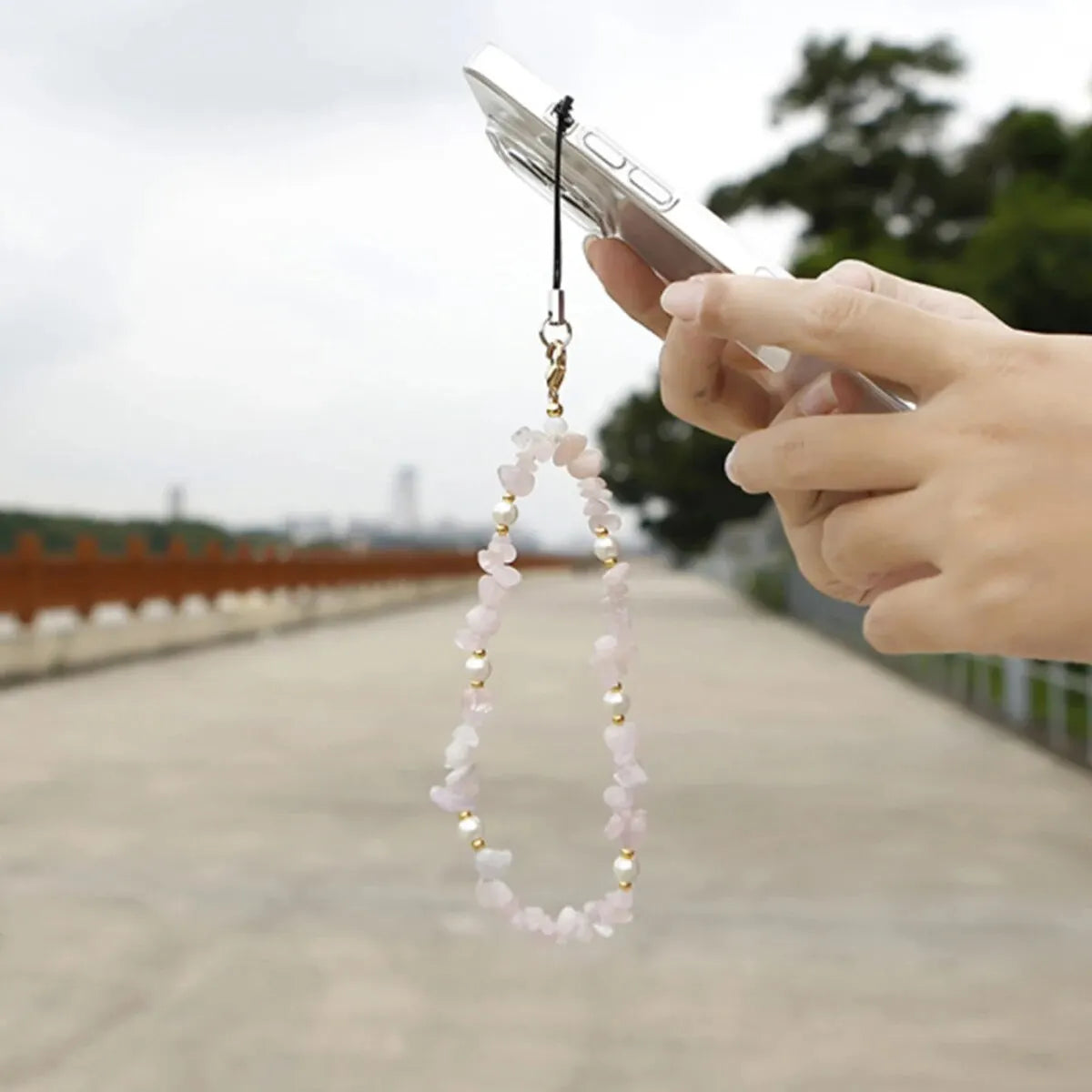 Fashion Gravel Beaded Phone Strap Lanyard