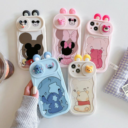 3D Ears Toy Cartoon Sliding Camera Case for iPhone