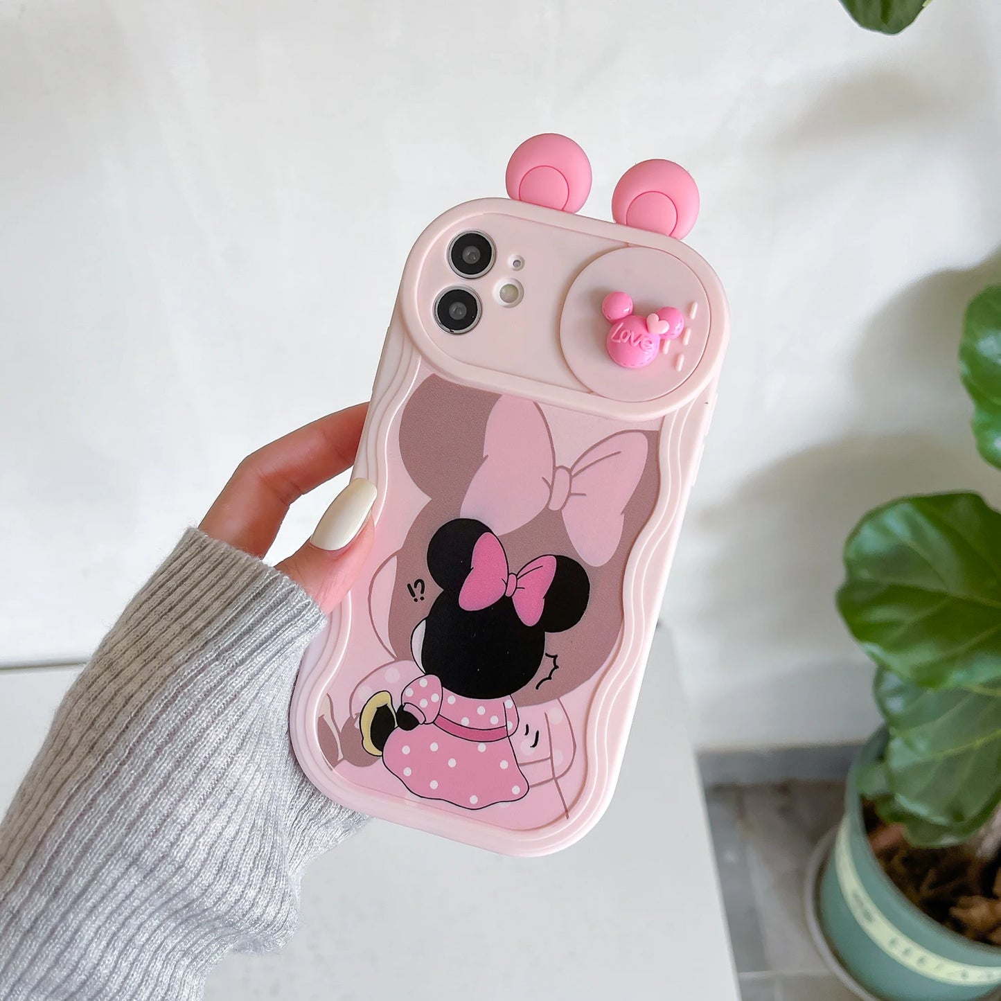 3D Ears Toy Cartoon Sliding Camera Case for iPhone