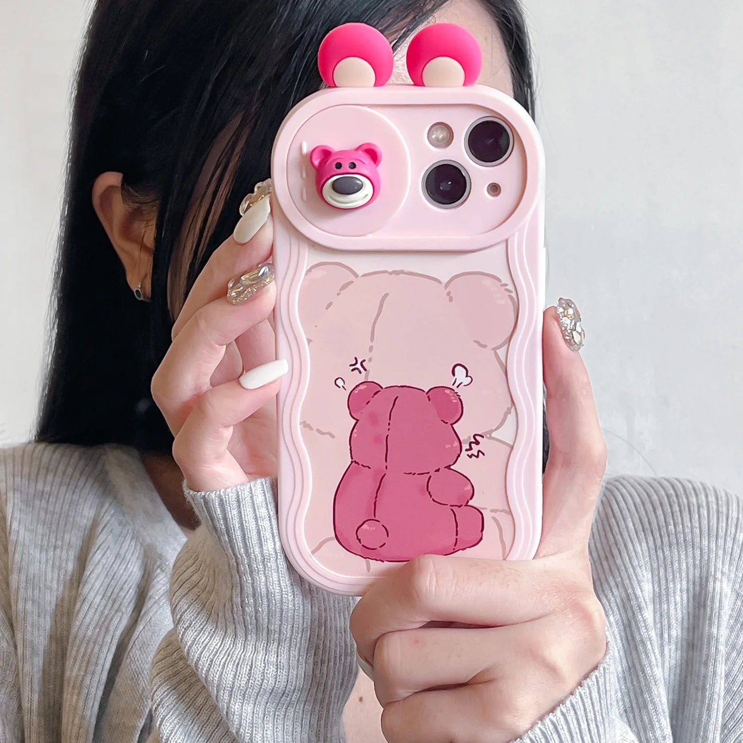 3D Ears Toy Cartoon Sliding Camera Case for iPhone