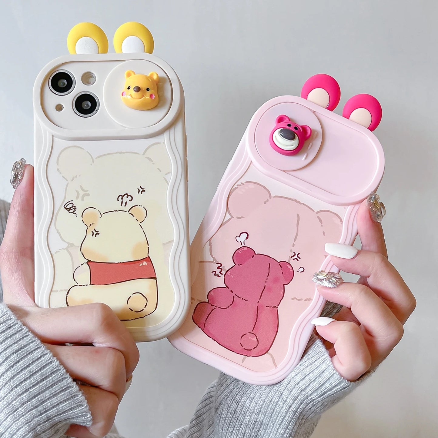 3D Ears Toy Cartoon Sliding Camera Case for iPhone