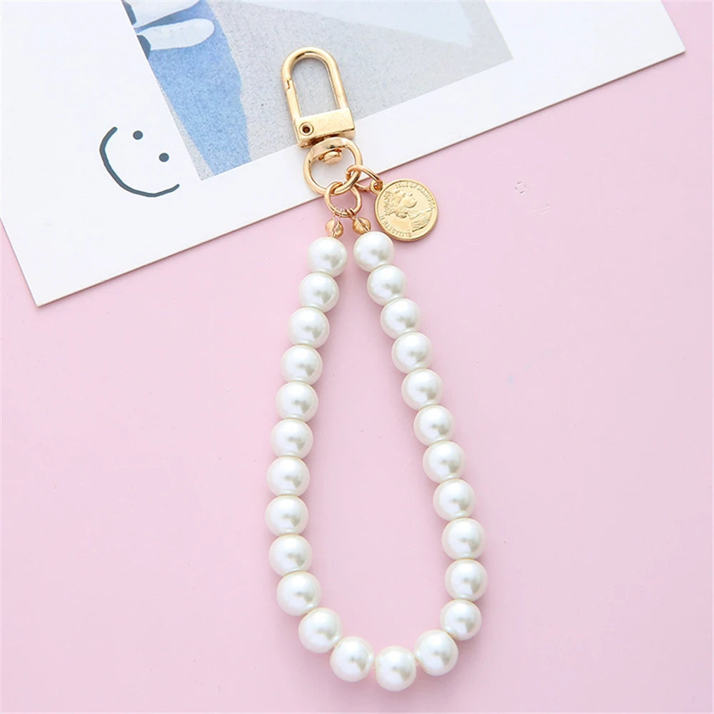 Simulated Pearl Keychain