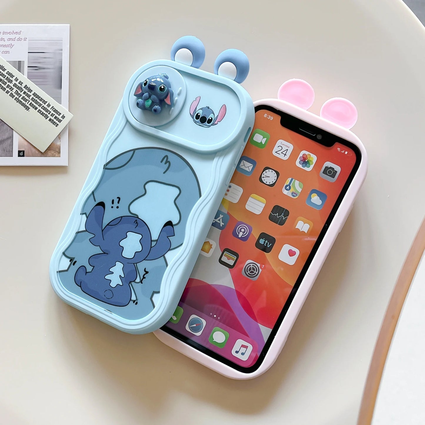 3D Ears Toy Cartoon Sliding Camera Case for iPhone