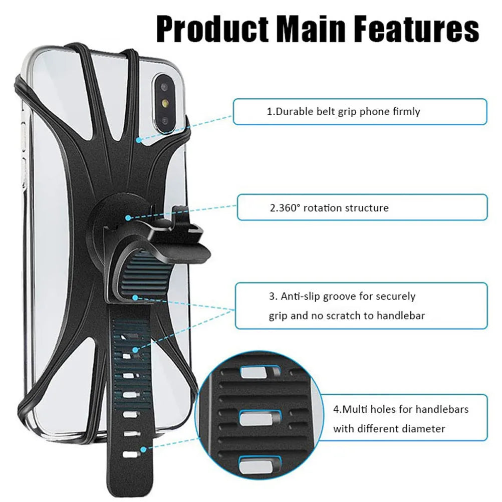 Silicone Strap Universal Bicycle Phone Holder